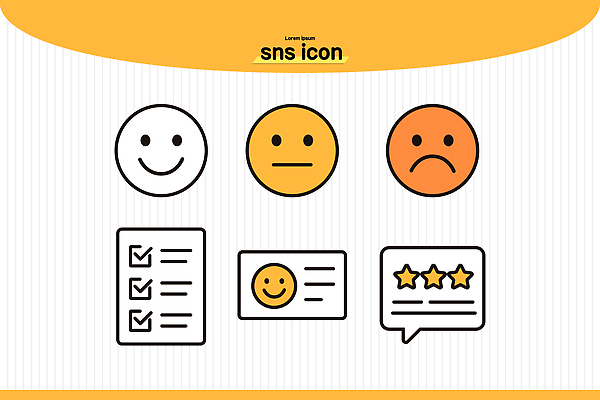 아이콘 컨셉 파일형식 벡터 표정 피드백 사용자 의견 체크리스트 검색 평가 소통 디자인 정보 감정 통신 그래픽 2D아이콘 AI파일 소셜네트워크