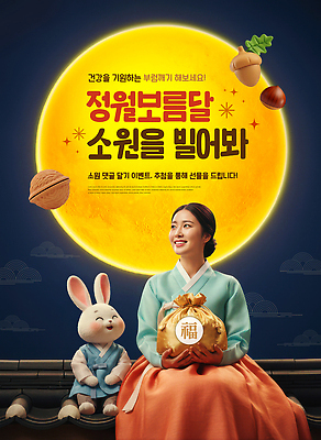 자연요소 편집이미지 한국전통 명절 감정 포유류 관계 전통소품 사람 반려동물 달 전통의상 파일형식 소원 이벤트 전통 여자 옷 토끼 인형 건강 기도 축제 가족 즐거움 이미지편집 PSD 보름달 정월대보름 한복 복주머니