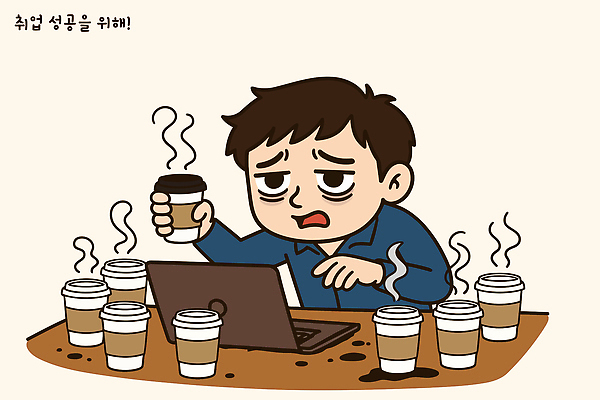 음료 가구 컨셉 비즈니스 사람 전자제품 상점 파일형식 벡터 남자 커피 작업 노트북 스트레스 책상 사무실 피곤 집중 카페인 노력 표정 바쁨 성공 환경 모션 카페 일러스트 국내일러스트 AI파일 구직
