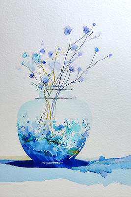 JPG 식물 디자인 예술 컬러 꽃다발 일러스트 자연 생명 유리병 수채화 바닥 실내 장식 물 파란색 오브젝트 그림 창의력 창작 국내일러스트 AI일러스트 AI콘텐츠 자연요소 꽃 병_용기 내부 생태계 파일형식