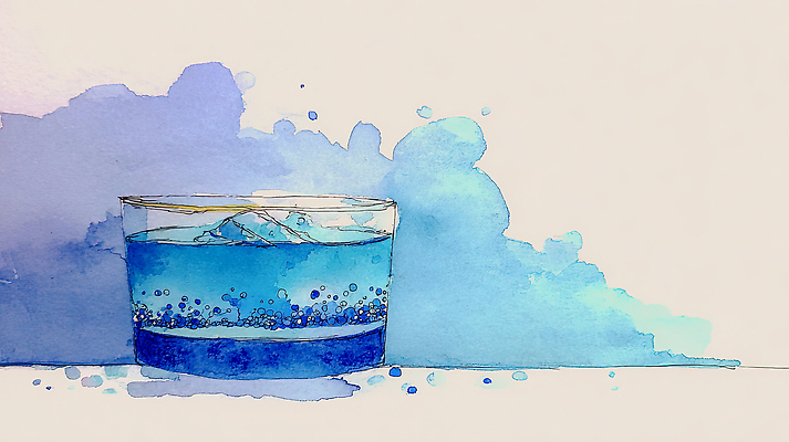 JPG 디자인 음료 예술 컬러 백그라운드 일러스트 잔 수채화 컵 물 파란색 물감 물방울 투명 차가움 오브젝트 그림 드로잉 국내일러스트 AI일러스트 AI콘텐츠 자연요소 식기 미술 미술도구 파일형식