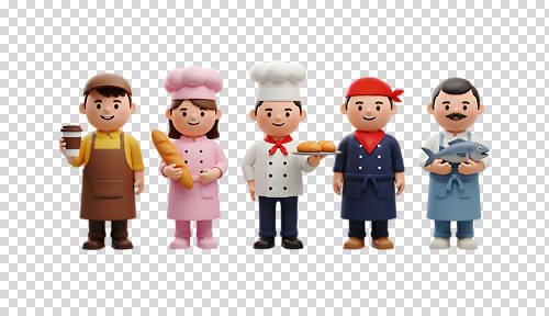 편집이미지 캐릭터 커피 음식 빵 놀이 요리 장난감 바구니 상점 주방 요리사 프레젠테이션 PNG 스타일 직업 음료 파일형식