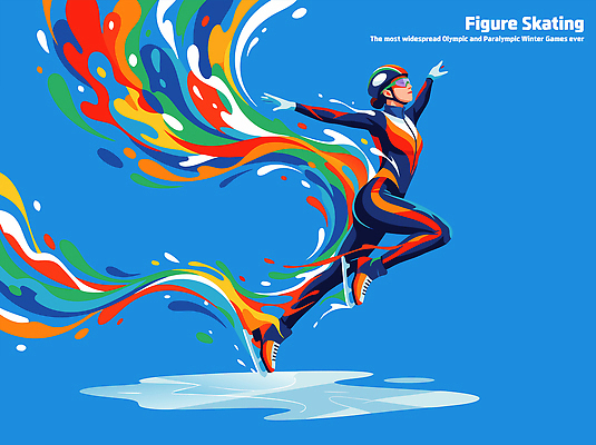 자연요소 계절 감정 스포츠 올림픽 컨셉 겨울스포츠 건강 스케이팅 파일형식 벡터 피겨스케이팅 운동선수 얼음 컬러 포즈 물결 중앙 균형 겨울 경기 예술 운동 즐거움 트랙 무대 모션 디자인 창의성 국내일러스트 일러스트 AI파일 동계올림픽 역동적