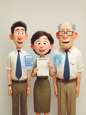 JPG 캐릭터 상징 일러스트 가족 협력 주택 표정 대화 여러명 일상 세명 사무실 만남 계산기 정보 도시 업무 계산 영수증 소통 연말정산 13월 국내일러스트 AI일러스트 AI콘텐츠 다수 컨셉 비즈니스 관계 문구용품 말하기 사람 건물 라이프 금융 경제 장비 작업 날짜 파일형식