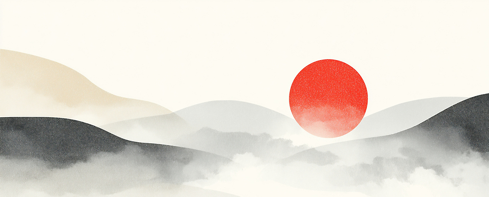 JPG 모양 컬러 일러스트 자연 하늘 아침 조명 근하신년 새해 산 풍경 햇빛 태양 일출 물감 공간 대기 점 그림 수평선 차분 국내일러스트 AI일러스트 AI콘텐츠 주간 자연요소 컨셉 노을 미술도구 생태계 파일형식