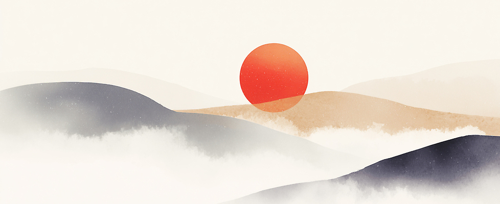 JPG 바다 일러스트 자연 하늘 아침 근하신년 새해 산 따뜻함 풍경 여름 햇빛 일출 새벽 안개 대기 언덕 지평선 색감 국내일러스트 AI일러스트 AI콘텐츠 주간 자연요소 계절 날씨 태양 노을 생태계 파일형식