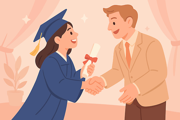 직업 교육 컨셉 졸업 학교 관계 표정 사람 손짓 이벤트 파일형식 벡터 졸업식 증서 남자 여자 악수 축하 백그라운드 장식 기념일 대학교 학생 교사 가족 친구 웃음 AI파일 국내일러스트 일러스트