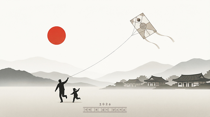 주간 자연요소 한국전통 계절 공공시설 감정 고건축 가족 관계 날씨 새해 카드_감사 사람 건물 놀이용품 노을 연도 생태계 파일형식 2026년 연 공원 어린이 부모 사계절 놀이 아침 일출 하늘 산 주택 전통 즐거움 모션 바람 자연 PSD 국내일러스트 일러스트 새해복많이받으세요 한옥 연하장 근하신년 병오년