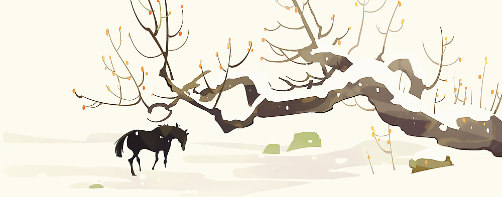 JPG 나무 야생동물 겨울 일러스트 모션 자연 산 풍경 걷기 검은색 고요 흰색 말 말_동물 숲 꽃봉오리 장면 조용 국내일러스트 병오년 AI일러스트 AI콘텐츠 식물 동물 계절 꽃 컬러 포유류 생태계 파일형식 2026년