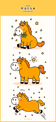 자연요소 캐릭터 컬러 동물캐릭터 뿌리채소 사람 말_동물 연도 파일형식 벡터 2026년 주황색 당근 표정 포즈 모션 어린이 동물 시리즈 그림 디자인 식물 별 일러캐릭터 AI파일 일러스트 말 말캐릭터 병오년