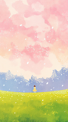 JPG 계절 감정 예술 분홍색 백그라운드 일러스트 자연 하늘 풍경 소녀 초원 여름 파란색 일출 맑음 일몰 봄 자유 국내일러스트 AI일러스트 AI콘텐츠 여자 어린이 컬러 컨셉 날씨 노을 생태계 파일형식