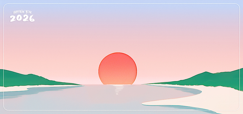 자연요소 계절 바다 컨셉 풍경 노을 수상스포츠 연도 생태계 파일형식 2026년 해변 일몰 태양 수평선 하늘 자연 여행 여름 일출 그라데이션 수영 선탠 고요 모래 휴식 경관 국내일러스트 일러스트 PSD 병오년 새해