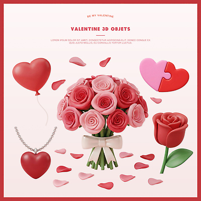 모양 꽃 감정 컬러 컨셉 데이이벤트 디저트 이벤트 3D 디지털합성 파일형식 발렌타인데이 장미 하트 풍선 선물 다발 장식 기념일 사랑 초콜릿 축제 기쁨 축하 편집3D 편집이미지 PSD 빨간색 분홍색 오브젝트