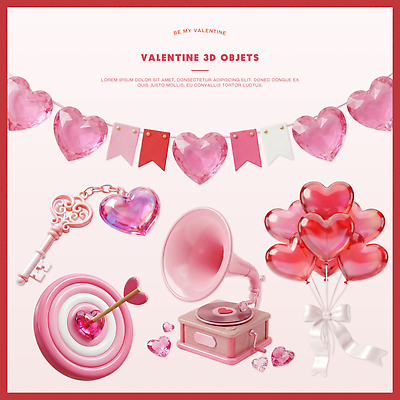 모양 감정 컬러 신체 데이이벤트 이벤트 3D 디지털합성 파일형식 발렌타인데이 하트 풍선 장식 기념일 오브젝트 선물 사랑 키_신체 분홍색 아이템 스티커 디자인 편집3D 편집이미지 PSD 빨간색