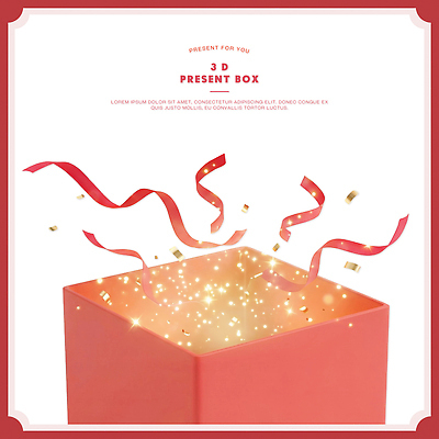 감정 컬러 컨셉 모션 선물 이벤트 상자 3D 디지털합성 파일형식 리본 장식 금색 반짝임 오픈 축하 기념일 기쁨 행복 서프라이즈 편집3D 편집이미지 PSD 선물상자