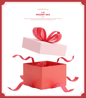 컨셉 선물 이벤트 상자 3D 디지털합성 파일형식 리본 장식 오픈 컬러 파티 기념일 축하 포장 디자인 크기 모양 편집3D 편집이미지 PSD 선물상자