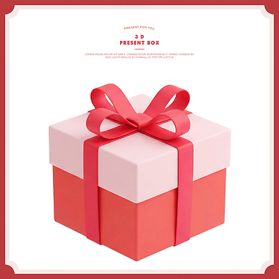 기념일 감정 컬러 가구 컨셉 선물 이벤트 상자 3D 디지털합성 파일형식 리본 탁자 주황색 분홍색 포장 장식 즐거움 생일 축하 편집3D 편집이미지 PSD 선물상자