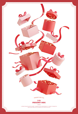 기념일 모션 선물 이벤트 상자 3D 디지털합성 파일형식 리본 반짝임 컬러 오픈 공중 축제 파티 디자인 장식 크리스마스 편집3D 편집이미지 PSD 선물상자