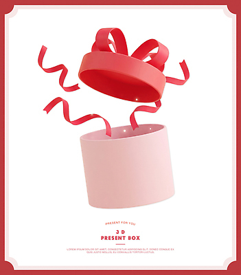 기념일 컬러 컨셉 선물 이벤트 상자 3D 디지털합성 파일형식 리본 장식 분홍색 빨간색 흩어짐 모양 크기 디자인 축하 생일 편집3D 편집이미지 PSD 선물상자