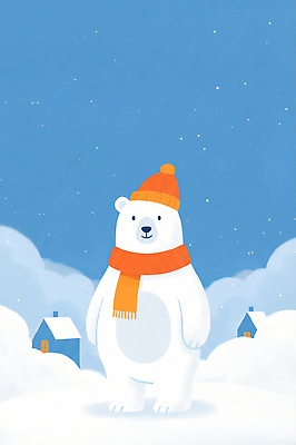 계절 컨셉 곰 날씨 눈_날씨 건물 목도리 생태계 파일형식 백곰 스카프 겨울 하늘 주택 백그라운드 동물 귀여움 기온 차가움 눈송이 풍경 자연 단순화된 컬러 자유 캐릭터 JPG 국내일러스트 일러스트 북극곰