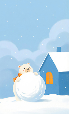 동물 계절 감정 겨울 곰 포유류 관계 눈_날씨 풍경 목도리 싸움 파일형식 눈덩이 스카프 하늘 눈내림 놀이 겨울풍경 행복 눈싸움 가족 단순화된 동심 즐거움 JPG 국내일러스트 일러스트 북극곰