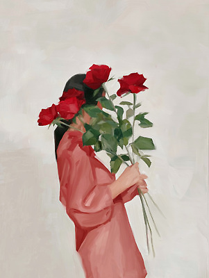 JPG 식물 손 여자 꽃 감정 얼굴 예술 컬러 포즈 백그라운드 일러스트 자연 사람 장식 장미 단순화된 뷰티풀 국내일러스트 AI일러스트 AI콘텐츠 신체부위 생태계 파일형식