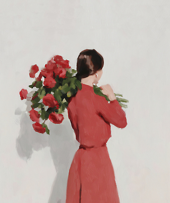 JPG 손 응시 여자 꽃 벽 꽃다발 포즈 백그라운드 일러스트 자연 일상 빨간색 장미 정원 기댐 묶기 어깨 국내일러스트 AI일러스트 AI콘텐츠 식물 시선 컬러 모션 사람 라이프 신체부위 생태계 파일형식