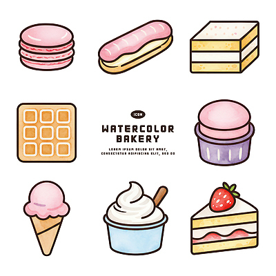 음식 디저트 상점 파일형식 빵집 마카롱 케이크 아이스크림 와플 과자 컬러 그림 설탕 크림 PSD 일러스트 국내일러스트
