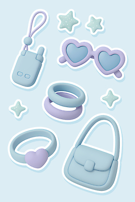 안경 컨셉 가방 3D 파일형식 장신구 장식 핸드백 선글라스 고리 디자인 패션 스타일 플랫 심플 편집이미지 편집3D PSD 오브젝트 Y2K