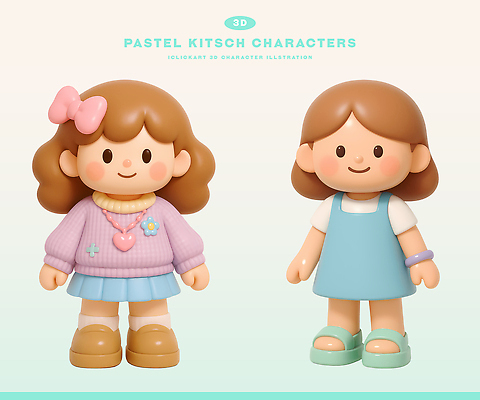 PSD 편집이미지 캐릭터 디자인 컬러 포즈 3D캐릭터 상반신 장식 장난감 조형물 귀여움 플라스틱 오브젝트 그림 키치 편집3D 컨셉 재질 미술 3D 파일형식
