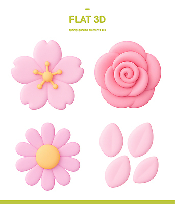 식물 계절 꽃 컬러 3D 디지털합성 생태계 파일형식 벚꽃 장미 꽃잎 봄 정원 분홍색 노란색 디자인 플랫 화초 자연 편집이미지 편집3D PSD