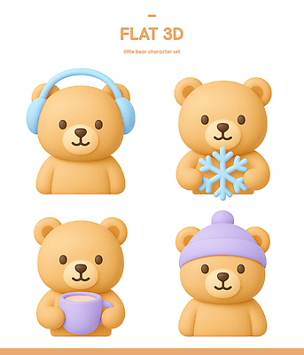 도형 동물 캐릭터 식기 계절 동물캐릭터 컨셉 곰 포유류 눈_날씨 3D 파일형식 오브젝트 겨울 눈송이 컵 디자인 원형 컬러 귀여움 편집이미지 편집3D PSD 곰캐릭터 3D캐릭터