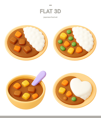 식기 아시아 음식 탁자 3D 디지털합성 파일형식 일본 카레 밥 그릇 디자인 식사 오브젝트 식탁 요리 장식 디저트 편집이미지 편집3D PSD 일본음식