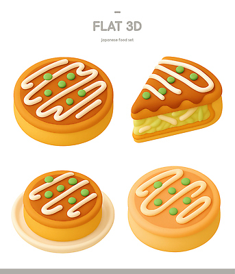 음식 컨셉 3D 디지털합성 파일형식 오코노미야끼 단식 컬러 환대 식사 맛 편집이미지 편집3D PSD 일본음식