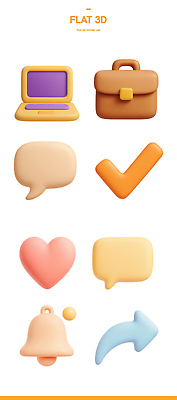 잡화 전자제품 3D 종 장기_의학 디지털합성 파일형식 평면 컴퓨터 가방 말풍선 심장 초인종 화살표 디자인 컬러 모양 후크 편집이미지 편집3D PSD