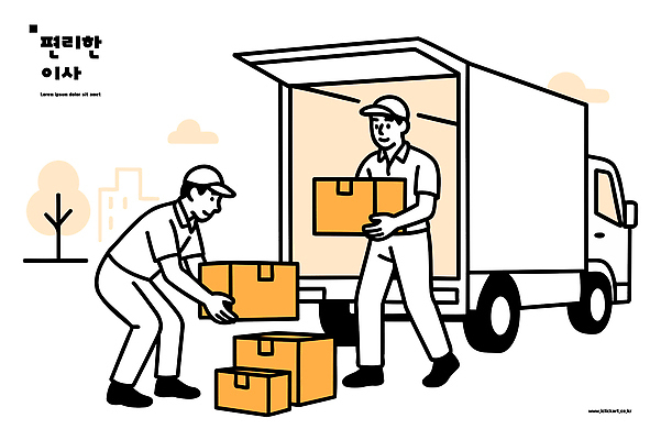 산업 컨셉 모션 자동차 내부 라이프 파일형식 벡터 배송 오브젝트 트럭 상자 작업 꺼내기 놓기 이동 직원 사람 물류 운송업 상품 실내 야외 일상 일러스트 국내일러스트 AI파일 이사업체 이사