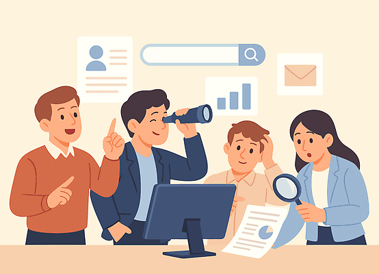 다수 컨셉 비즈니스 말하기 사람 전자제품 채용 파일형식 벡터 사무실 여러명 작업 대화 컴퓨터 자료 실험 망원경 종이 협력 정보 그래프 아이디어 회의 분석 소통 계획 목표 국내일러스트 일러스트 AI파일 인재 채용공고