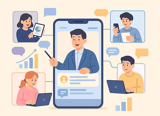 직업 교육 컨셉 전자제품 핸드폰 스마트기기 강의 채용 파일형식 벡터 언택트 온라인강의 강사 학생 소통 스마트폰 노트북 태블릿 수업 질문 대답 학습 기술 스크린 그래프 자료 커뮤니케이션 국내일러스트 일러스트 AI파일 인재 채용공고 비즈니스