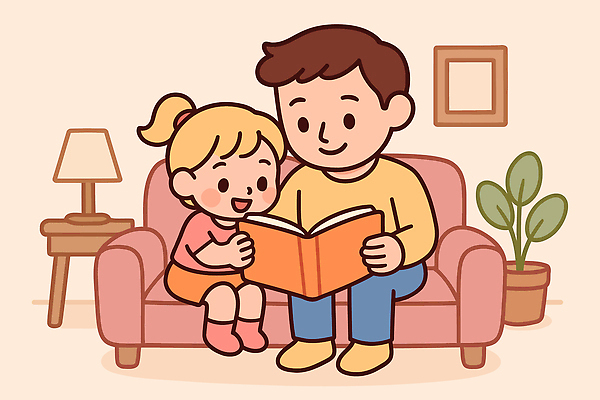 교육 감정 컨셉 의자 가족 관계 사람 파일형식 벡터 아빠 어린이 책 소파 독서 행복 방 조명 식물 시간 표정 함께함 모션 보람 이야기 학습 놀이 즐거움 국내일러스트 일러스트 AI파일