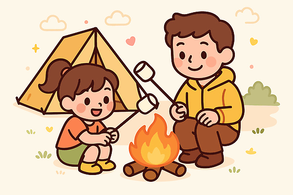 감정 컨셉 가족 관계 불 레저 디저트 사람 야외활동 생태계 파일형식 벡터 캠핑 아빠 딸 모닥불 마시멜로우 즐거움 야외 휴식 모션 자연 소풍 놀이 따뜻함 동행 어린이 분위기 소원 국내일러스트 일러스트 AI파일