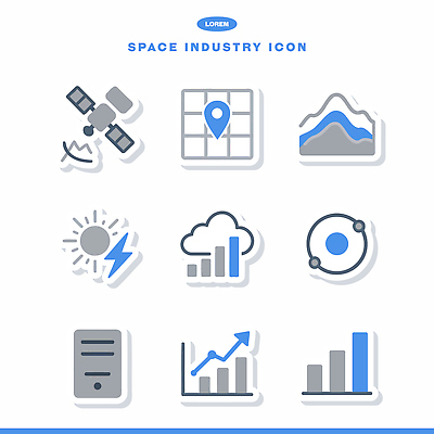 아이콘 문자 산업 컨셉 통신 모션 우주 사무용품 파일형식 벡터 기호 디자인 인공위성 지도 자료 그래프 서류판 기상 에너지 분석 기술 이미지 2D아이콘 AI파일 우주산업
