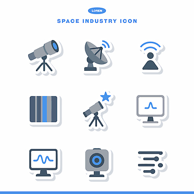 아이콘 문자 산업 통신 전자제품 우주 파일형식 벡터 기호 기술 디지털 관측 망원경 안테나 컴퓨터 스크린 자료 과학 우주선 2D아이콘 AI파일 우주산업