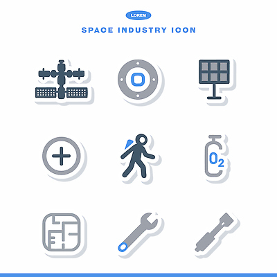 아이콘 산업 과학 기술 실험 그래픽 우주 행성 장비 인공위성 우주비행사 연결 우주선 탐사 우주산업 산소 2D아이콘 AI파일 통신 원소 파일형식 벡터