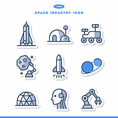 아이콘 산업 과학 기술 실험 우주 행성 로켓 발사 우주선 로봇 우주과학 궤도 탐사 우주산업 2D아이콘 AI파일 파일형식 벡터