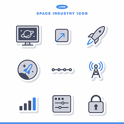 아이콘 문자 건축물 산업 컨셉 통신 우주 파일형식 벡터 로켓 인공위성 탑 기술 발전 기호 그래픽 디자인 정보 자료 지구 2D아이콘 AI파일 우주산업