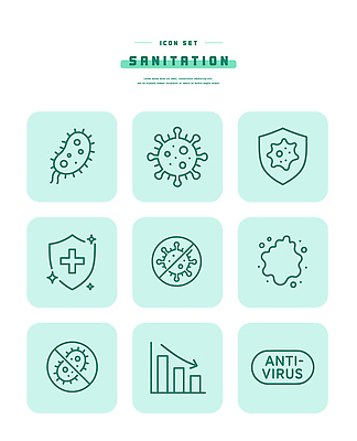 아이콘 의학 관리 장소 위생 파일형식 벡터 박테리아 바이러스 건강 위생관리 예방 공공장소 소독 감염 안전 질병 2D아이콘 라인아이콘 AI파일 청결