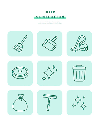 아이콘 생활용품 관리 전자제품 도구 위생 청소도구 청소 파일형식 벡터 빗자루 쓰레기통 청소기 쓰레기 정리 위생관리 위생용품 2D아이콘 라인아이콘 AI파일 청결
