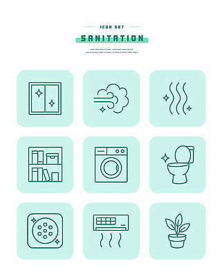 아이콘 가구 라이프 가전제품 위생 파일형식 벡터 청결 세탁기 화장실 식물 환기 청소 책장 도구 일상 생활 디자인 서비스 2D아이콘 라인아이콘 AI파일