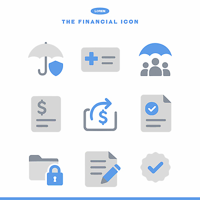 아이콘 컨셉 비즈니스 안전 경제 재산 확인 보험 파일형식 벡터 재정 건강보험 보안 돈 증명서 체크표시 파일 보호 투자 분석 관리 거래 2D아이콘 AI파일 금융