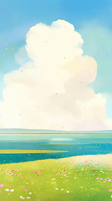 JPG 꽃 예술 바다 컬러 일러스트 자연 하늘 바람 풍경 잔디 그래픽 여름 빛 스크린 봄풍경 뷰티풀 풍경화 수평선 국내일러스트 AI일러스트 AI콘텐츠 자연요소 식물 계절 날씨 봄 그림 생태계 파일형식